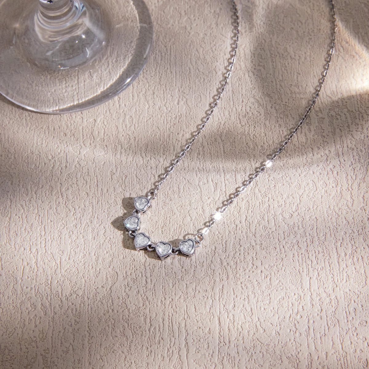 Kika Delicatesteel Gold Color Heart Shaped Zircon Tennis Chain Necklace