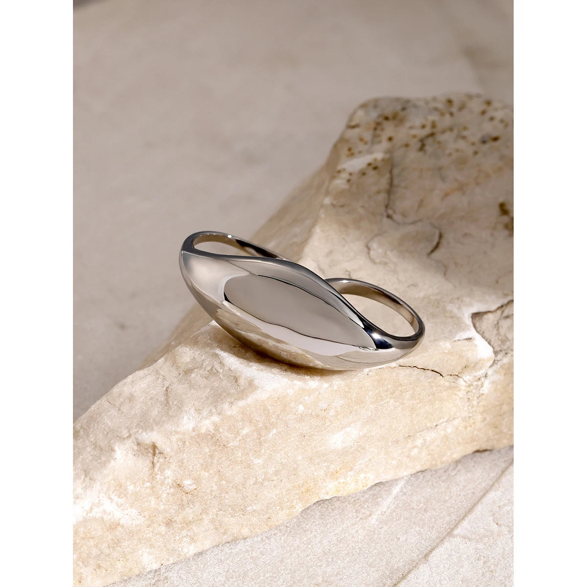 KIKA Trend Stainless Steel Double Ring Double Finger For Women Man Simple Titanium Simple Temperament Creative Party Jewelry