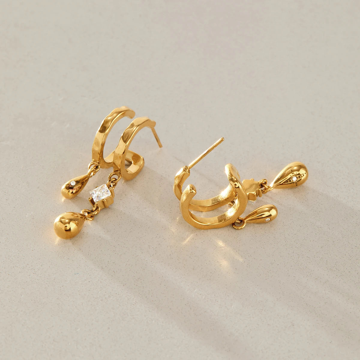 KIKA Square Zircon Water Drop Earrings For Women Minimalist 18K Gold PVD Plated Stainless Steel Earrings Fashion Jewelry Gift