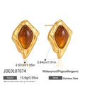 KIKA Vintage Geometric Resin Stud Earrings For Women Classic 18K Gold PVD Plated Stainless Steel Earrings Fashion Jewelry Gift