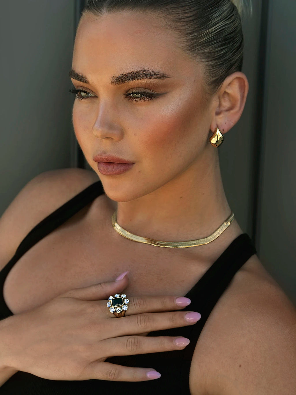 Kika Minimalist Stainless Steel Flat Snake Chain Necklace