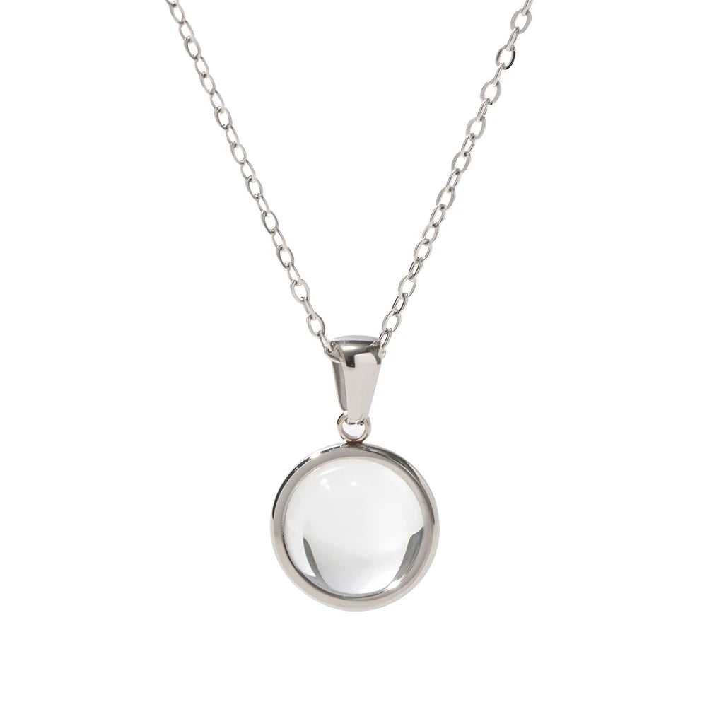Kika Waterproof Silver Plated Stainless Steel Transparent Stone Necklace