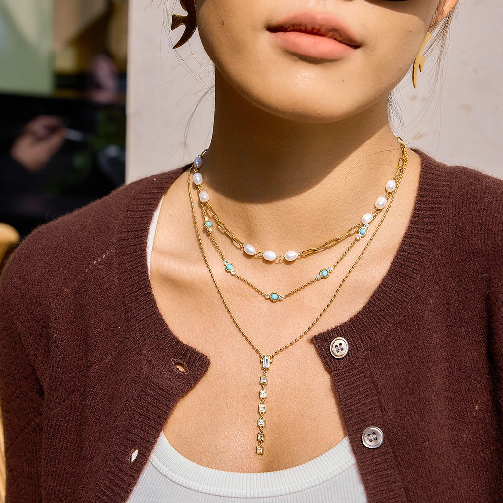 Classic Artificial Blue Turquoise Necklace