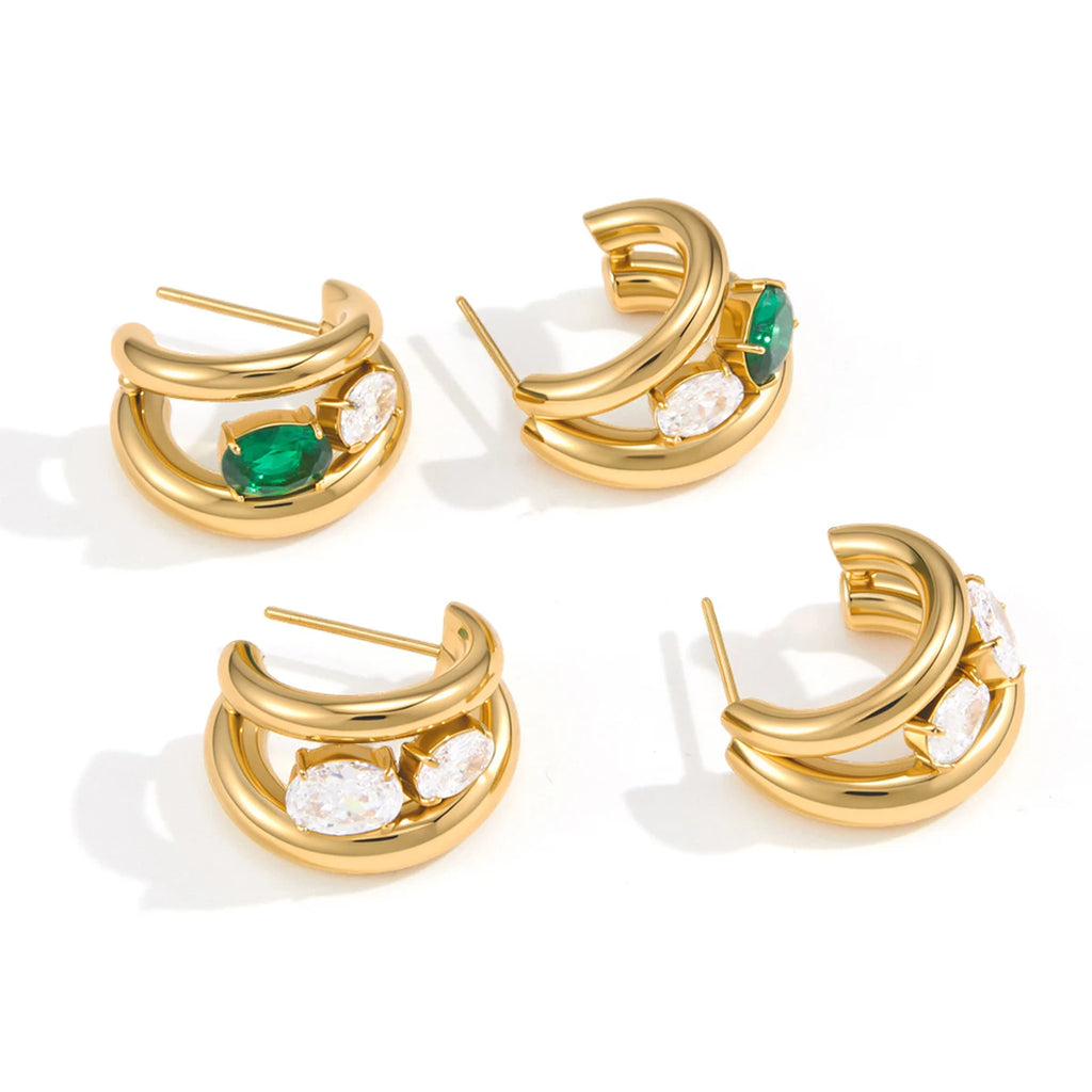 Kika Delicate Double-Layer Hollow C-Ring Earrings