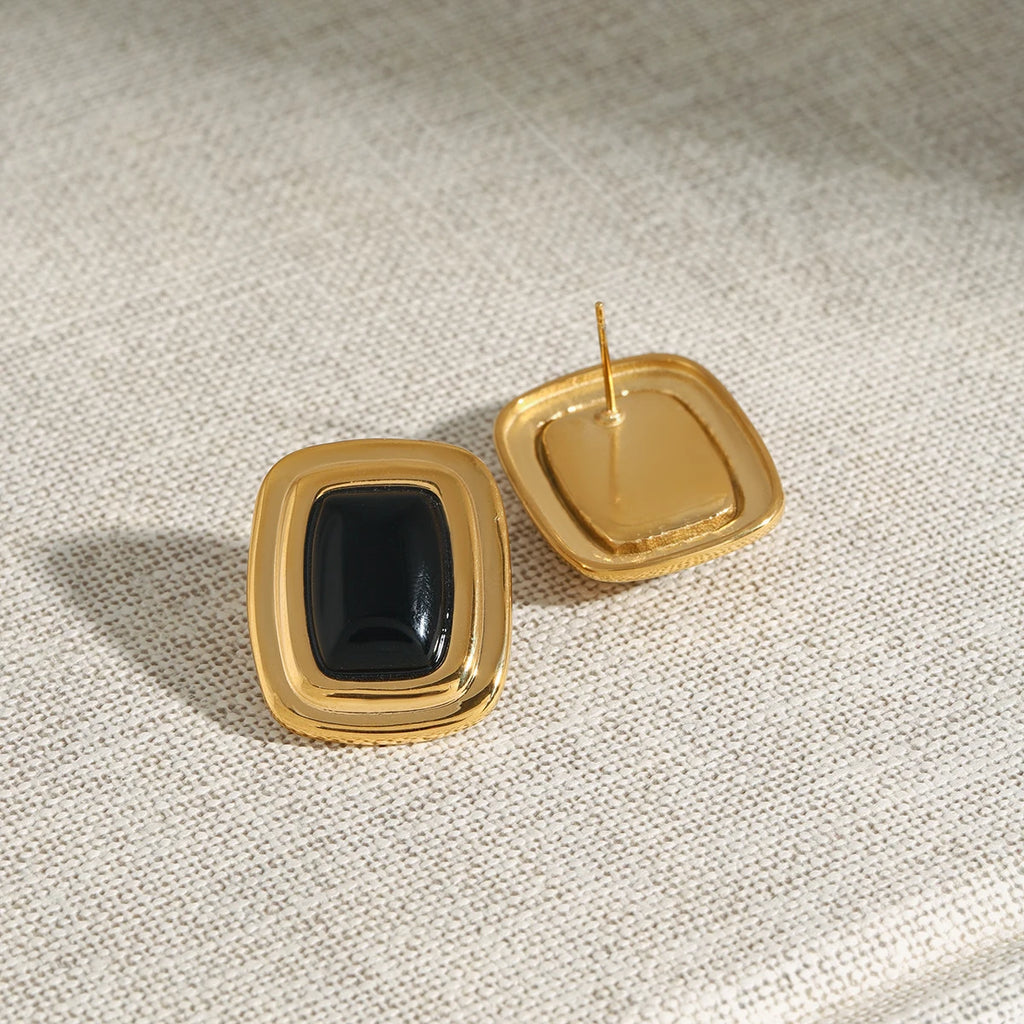 Retro Agate Geometric Ear studs Stainless Steel