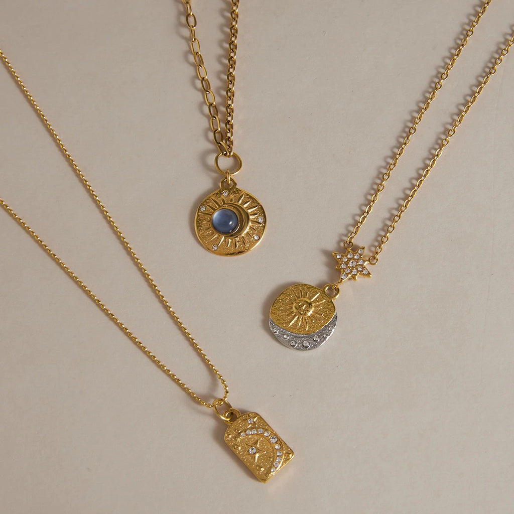 Kika Classic Moon Star Sun Pendant Necklace