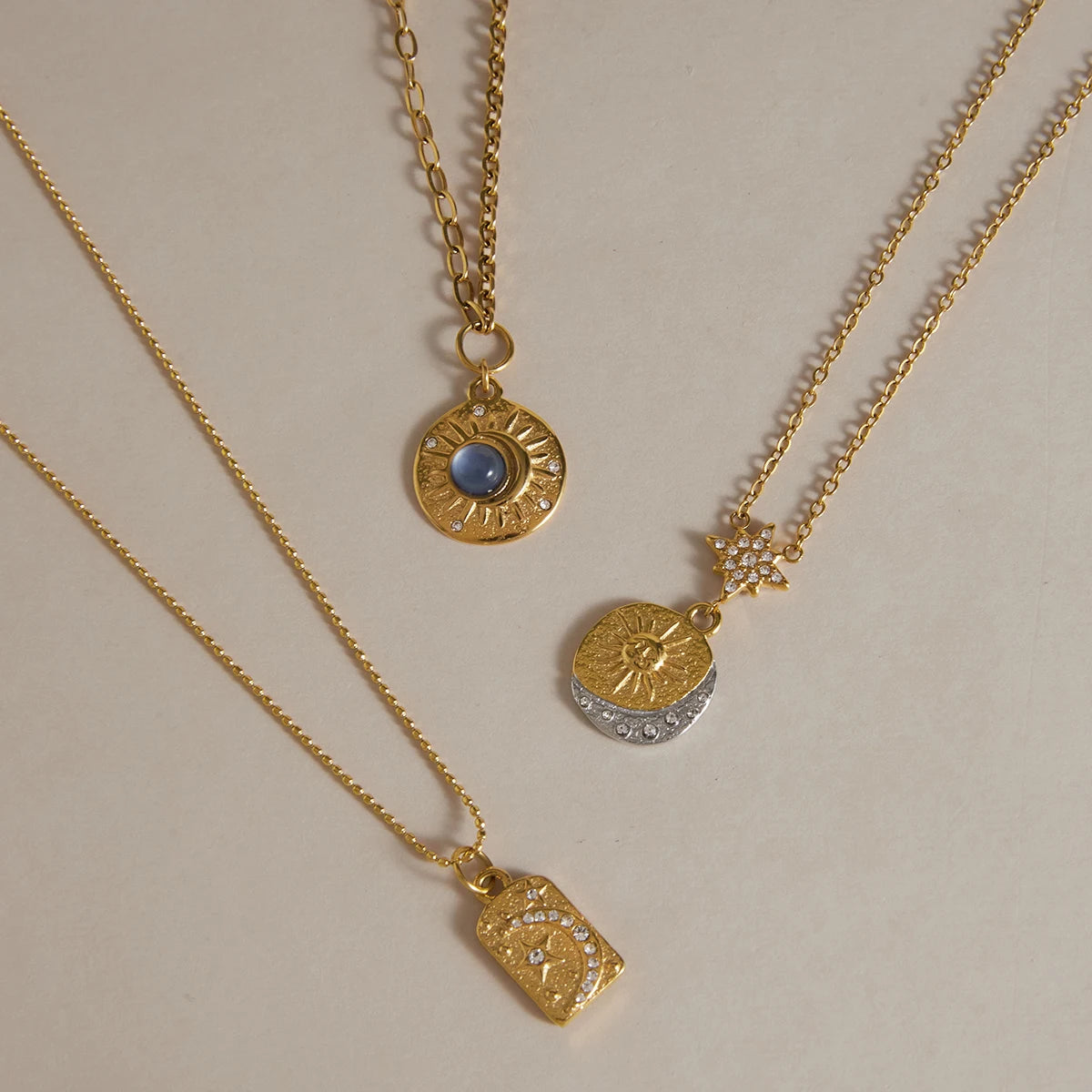 Kika Classic Moon Star Sun Pendant Necklace