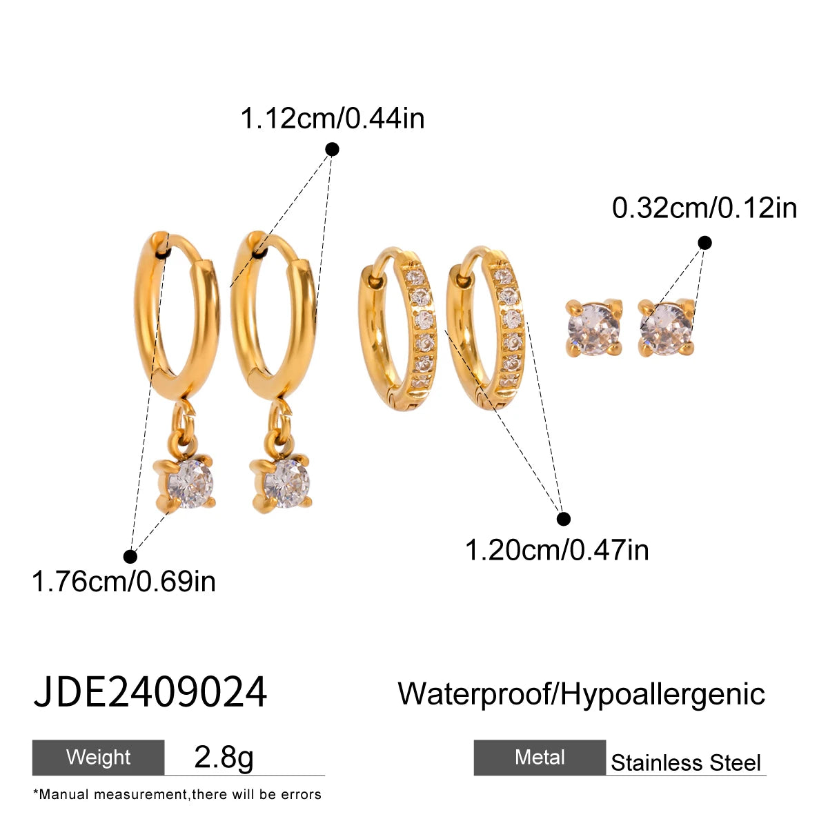 Exquisite 3-Pair Earring Set Shell Starfish Ear Studs Stackable