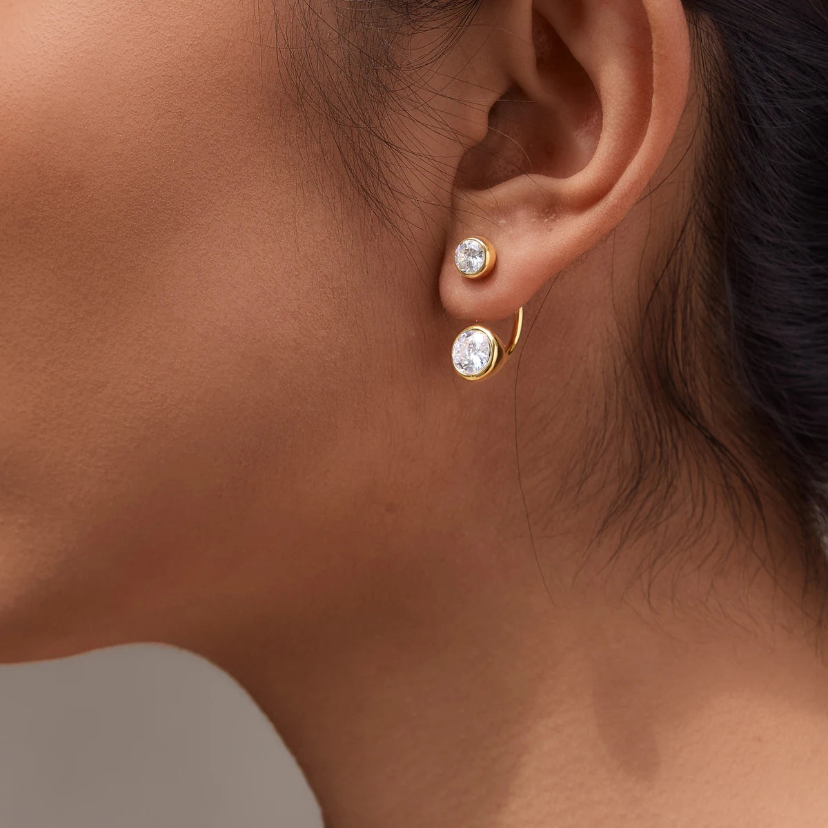 KIKA Detachable Zircon Stud Earrings  PVD Plated Stainless Steel 316L