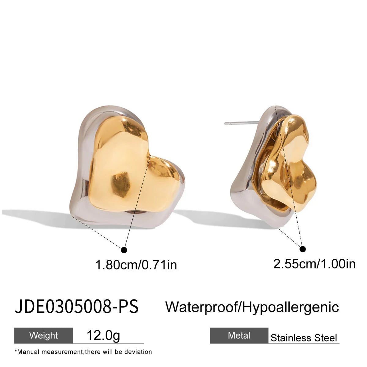 KIKA Minimalist 316L Plated Stainless Steel 316L Two tone Flower Ear Studs Irregular Earrings
