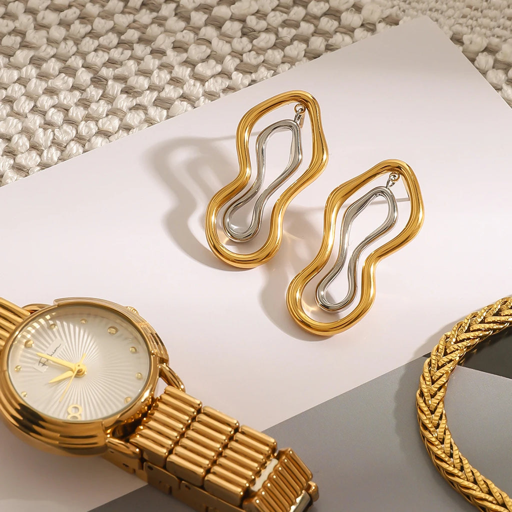 Two Tone Sculptural Freeform Earrings