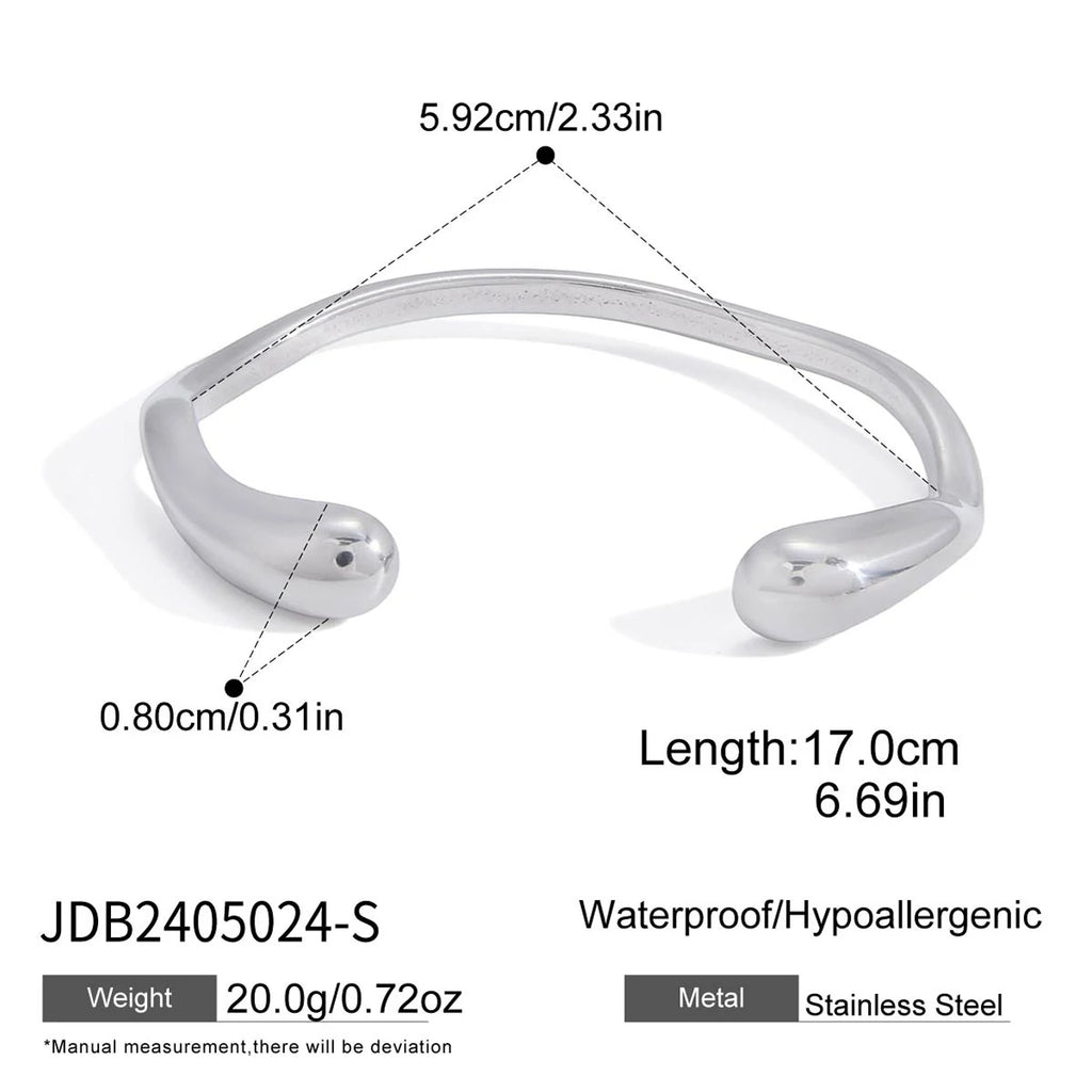 Kika Chunky Cuff Bracelet Minimalist Stainless Steel 316L Open Bangle Party Daily