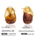 Kika Classic Water Drop Resin Stud Earrings For Women Minimalist 18K Gold Plated Stainless Steel 316L
