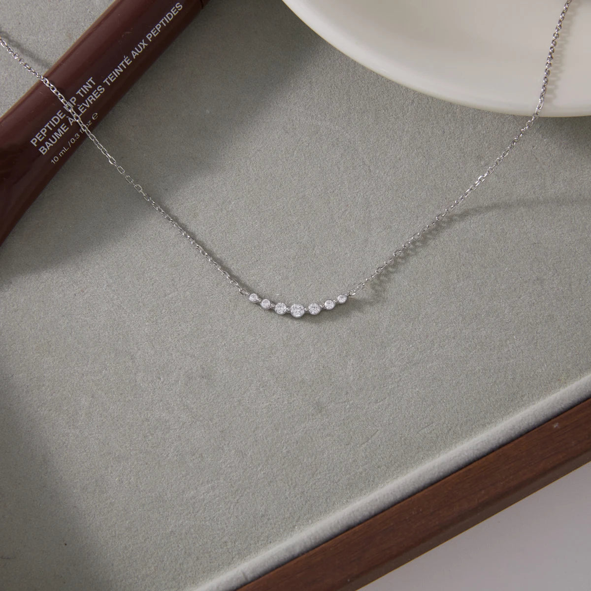 Lina Delicate Steel Color Smiling Face Necklace