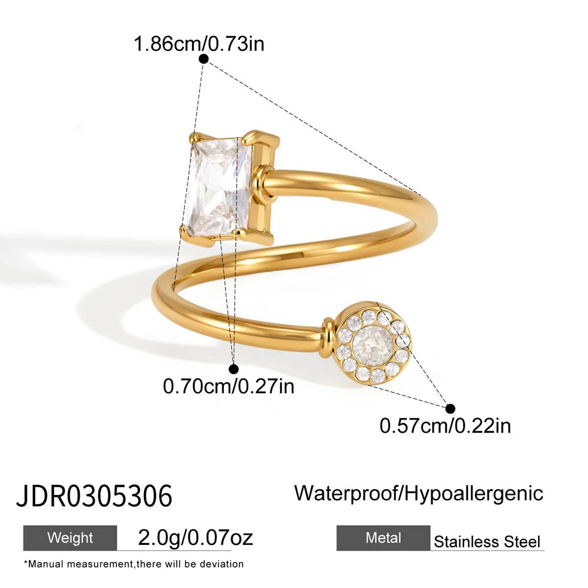 KIKA Delicate Zircon Rings PVD 18K Gold Plated Stainless Steel 316L