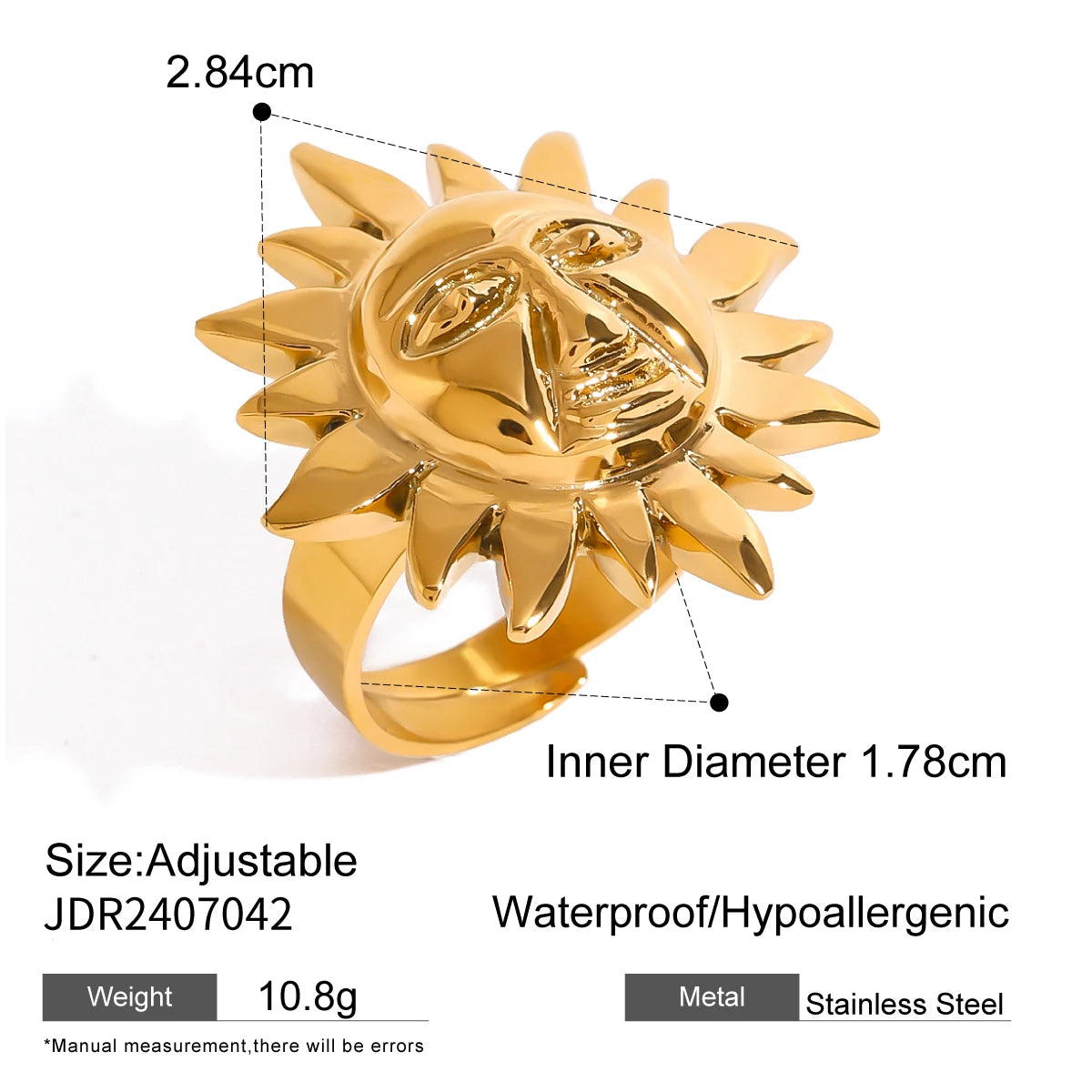 Kika Luxury Natural Shell Stainless Steel Geometric Open Ring Gold Color 18K PVD Plated High Quality France Finger Jewelry