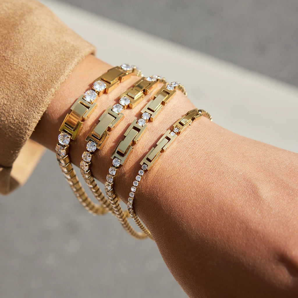 Classic White Round Zircon Tennis Ball Chain Bracelet