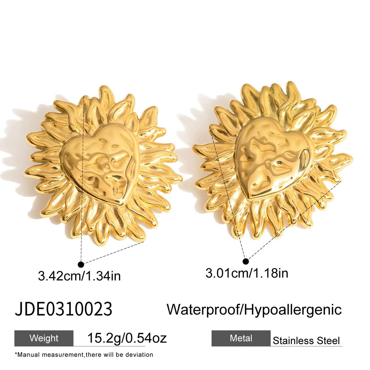Flower Heart Earring For Women Delicate Stainless Steel Earrings