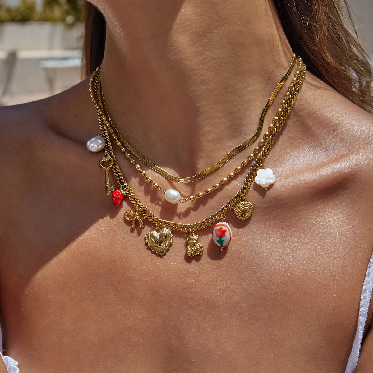Kika Ocean Vacation Style Ceramic Drip Oil Shell Flower Pendant Necklace