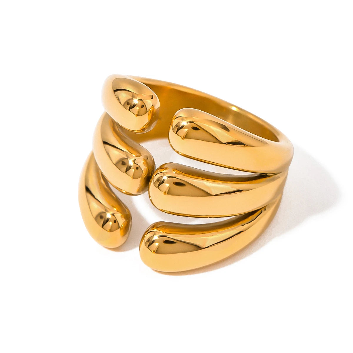 Kika Unique 18K Gold Color Irregular Stainless Steel Open Ring