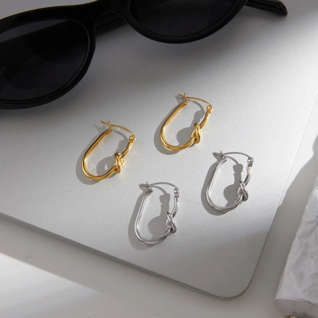 KIKA Classic Knotted U Shape Clip EarringsPVD 18K Gold Plated Stainless Steel316L