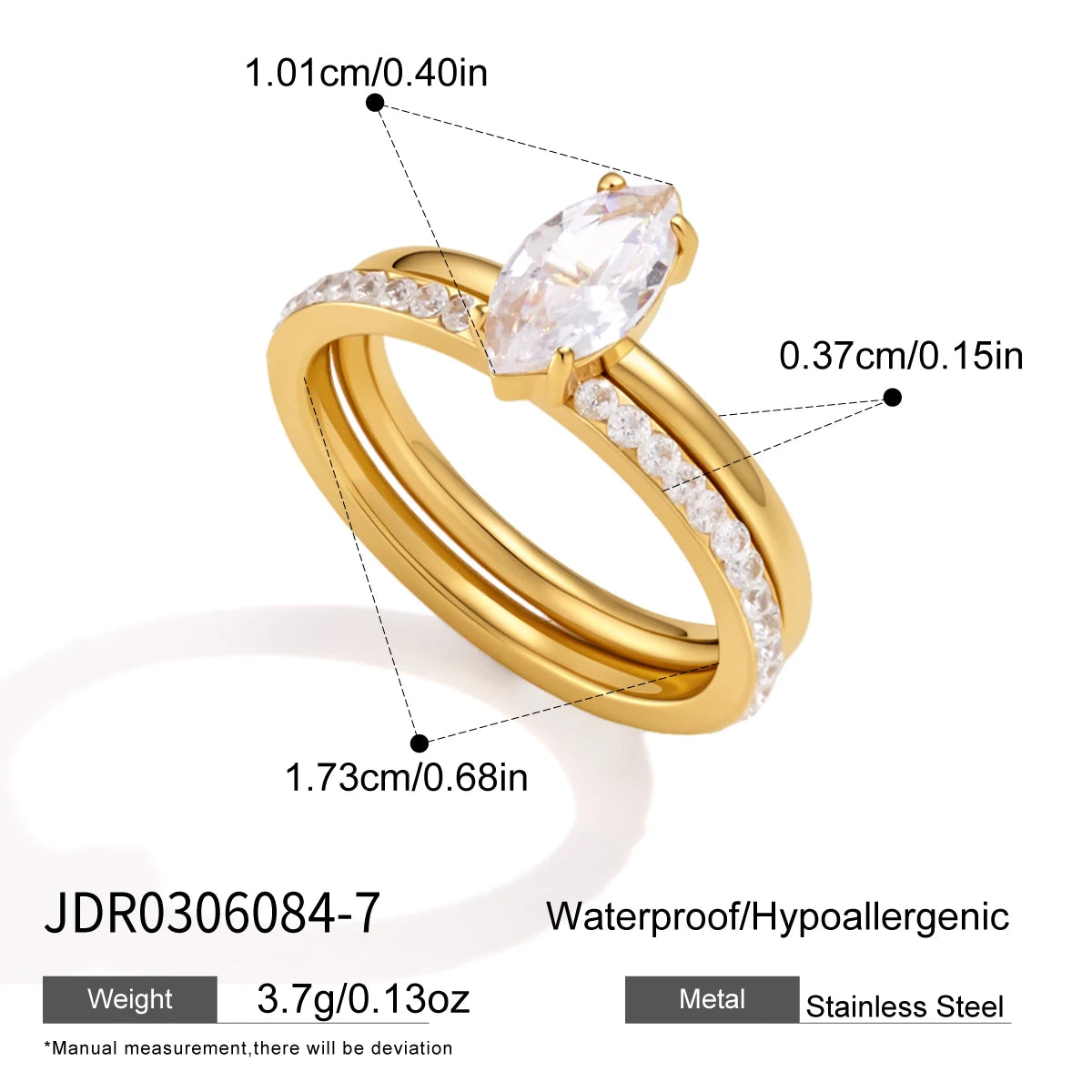 Kika Delicate Geometric Zircon Stackable Rings Minimalist 18K Gold PVD Plated Stainless Steel 316L