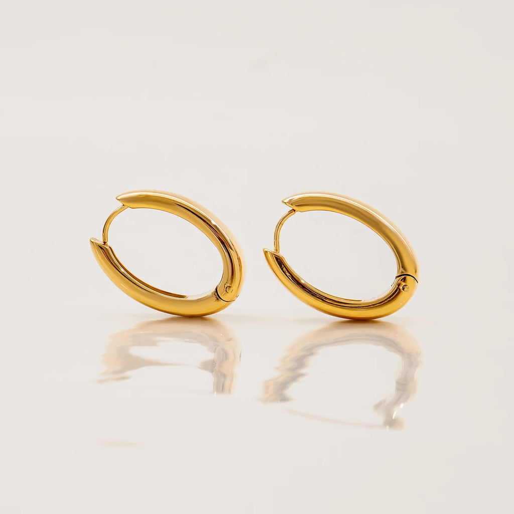 KIKA Simple Classic 18K Gold Color PVD Plated Stainless Steel 316L 14mm 16mm 18MM O Shaped Earrings