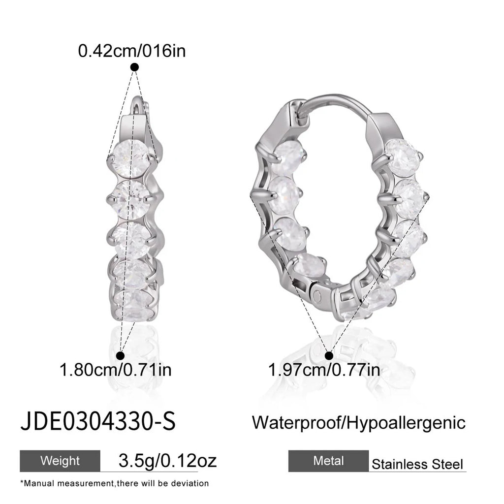 KIKA Classic Iced Out Zircon Clip Earrings n Minimalist 18K Gold PVD Plated Stainless Steel 316L