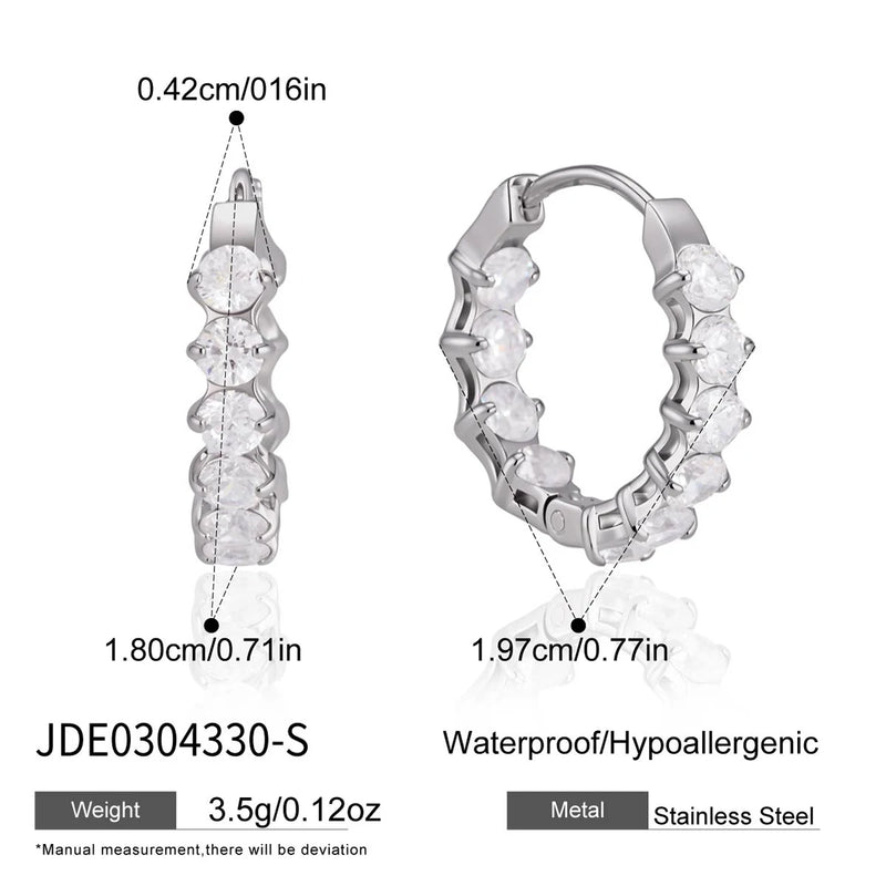 KIKA Classic Iced Out Zircon Clip Earrings n Minimalist 18K Gold PVD Plated Stainless Steel 316L