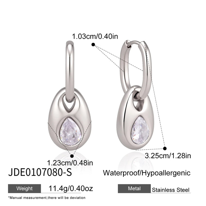 KIKA Vintage Water Drop Horse Eye Shape Zircon Earrings For Women Minimalist Stainless Steel Earrings Fashion Jewelry Gift