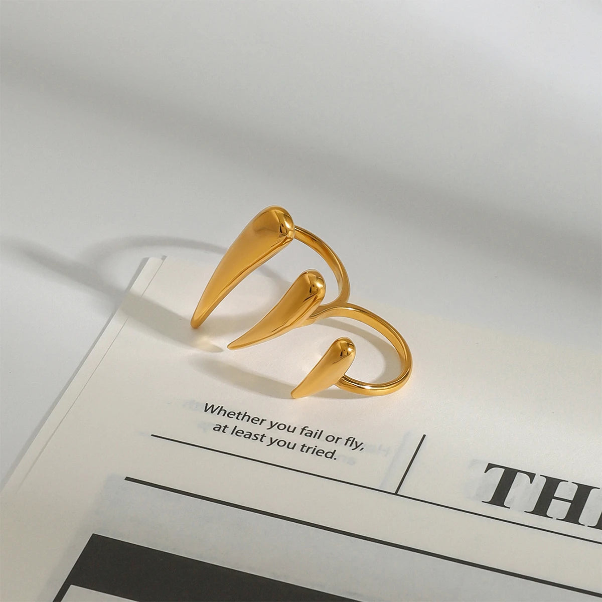 Kika Minimalism 18k Gold-Plated Color Stainless Steel Exaggerated Claw Ring