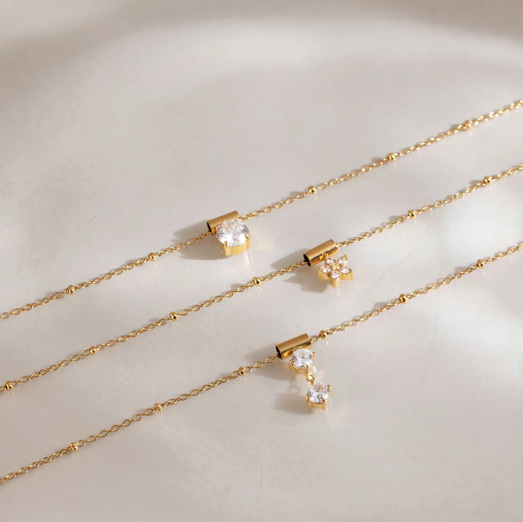 KIKA  Slideable Detachable Zircon Pendant Necklace  18K Gold PVD Plated Stainless Steel 316L