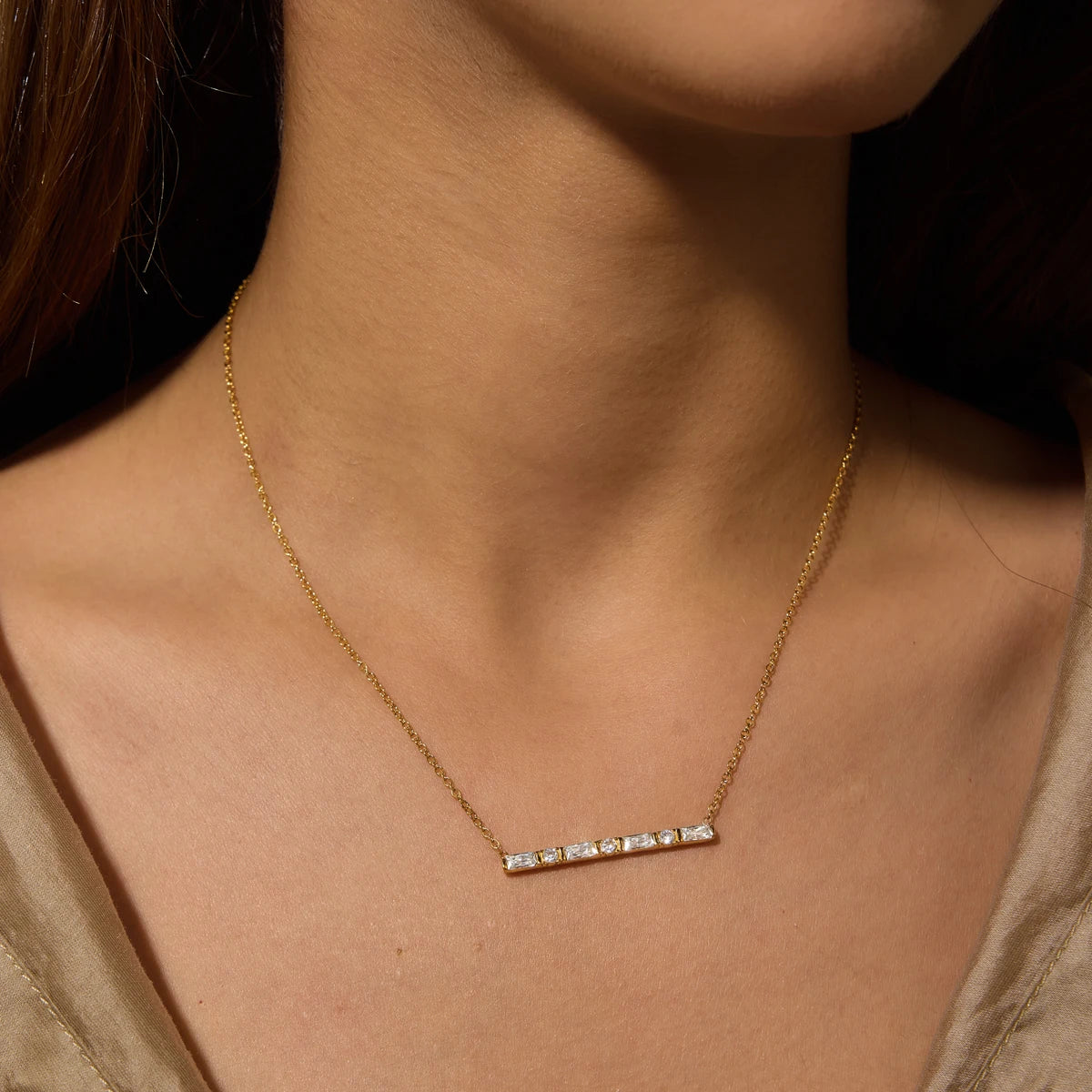 KIKA Minimalist Zircon Pendant Necklace PVD Plated Stainless Steel 316L