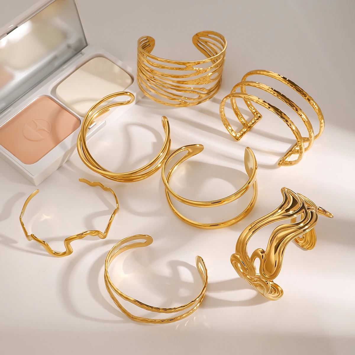 Hammered Stacking Bracelets Line Bangles