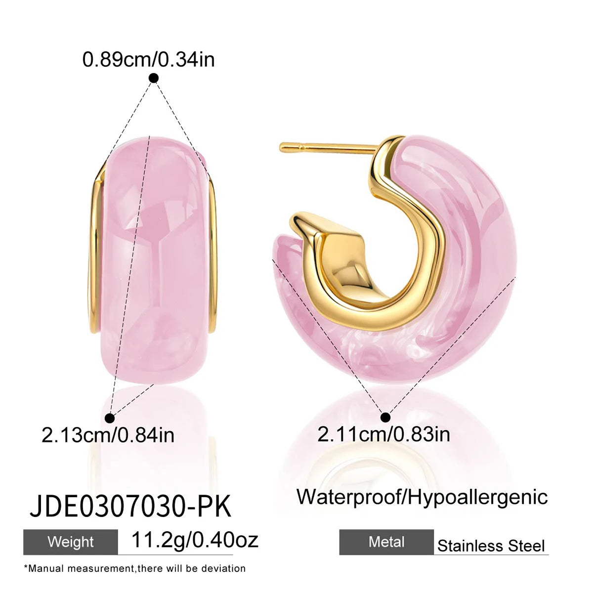 Kika Summer Blue Pink Colorful Resin Irregular C-ring Earrings