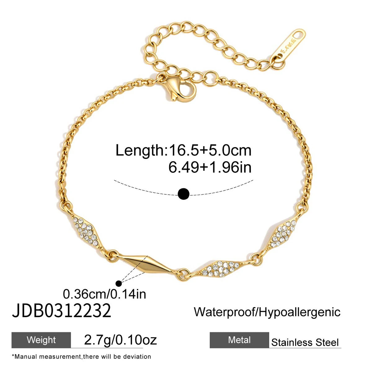 Kika Delicate Geometric White Rhinestones Bracelet
