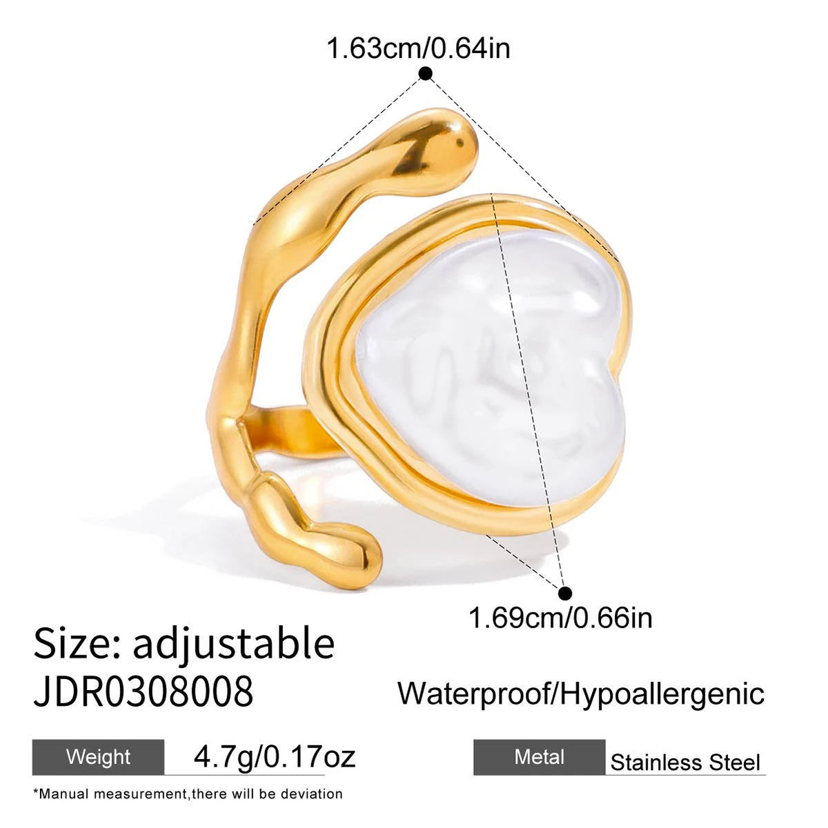 KIKA Classic Unique stars Shaped Hollow Ring   Stainless Steel 316L