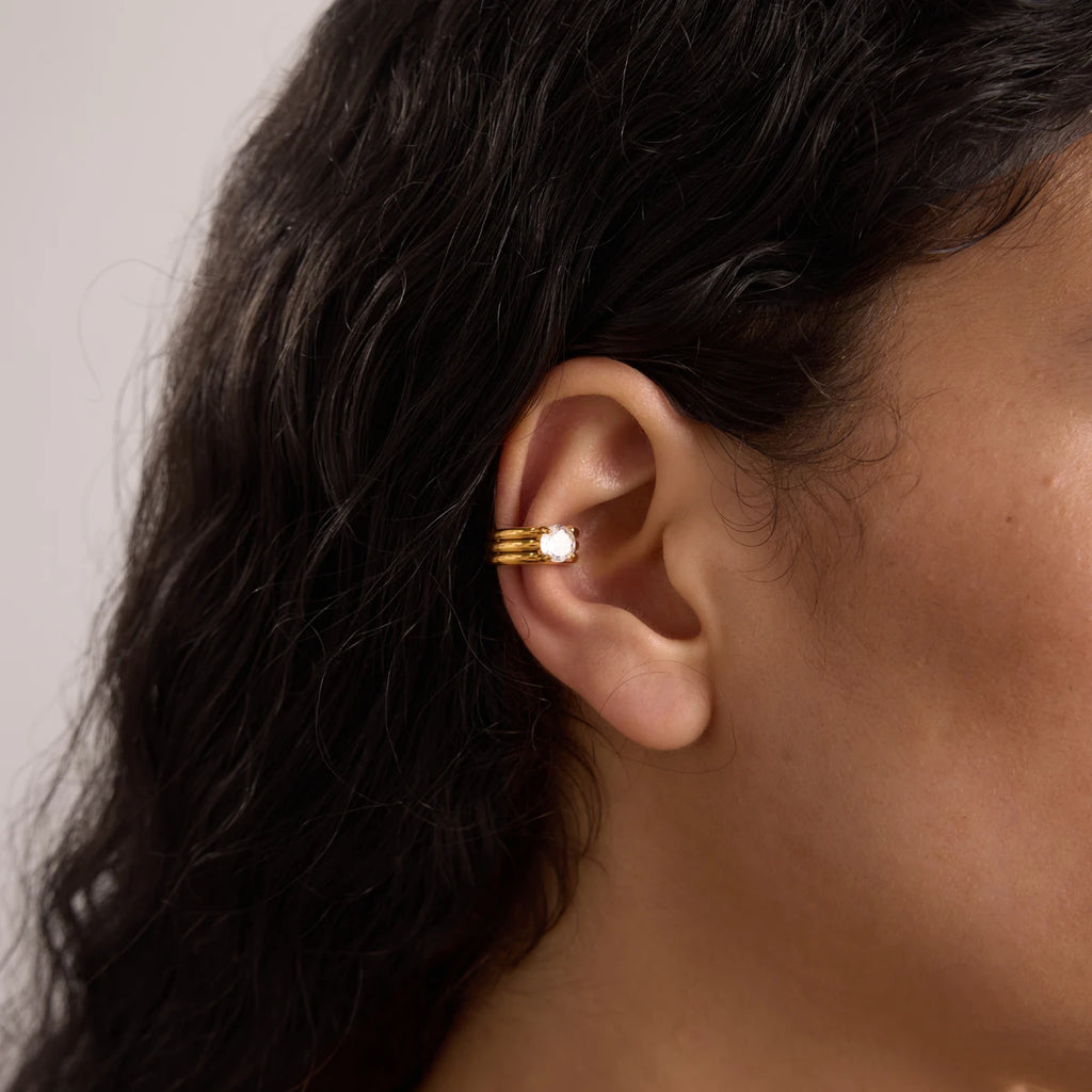 Kika Round Zircon Non-piercing Ear Clips Minimalist 18K Gold Plated Stainless Steel 316L