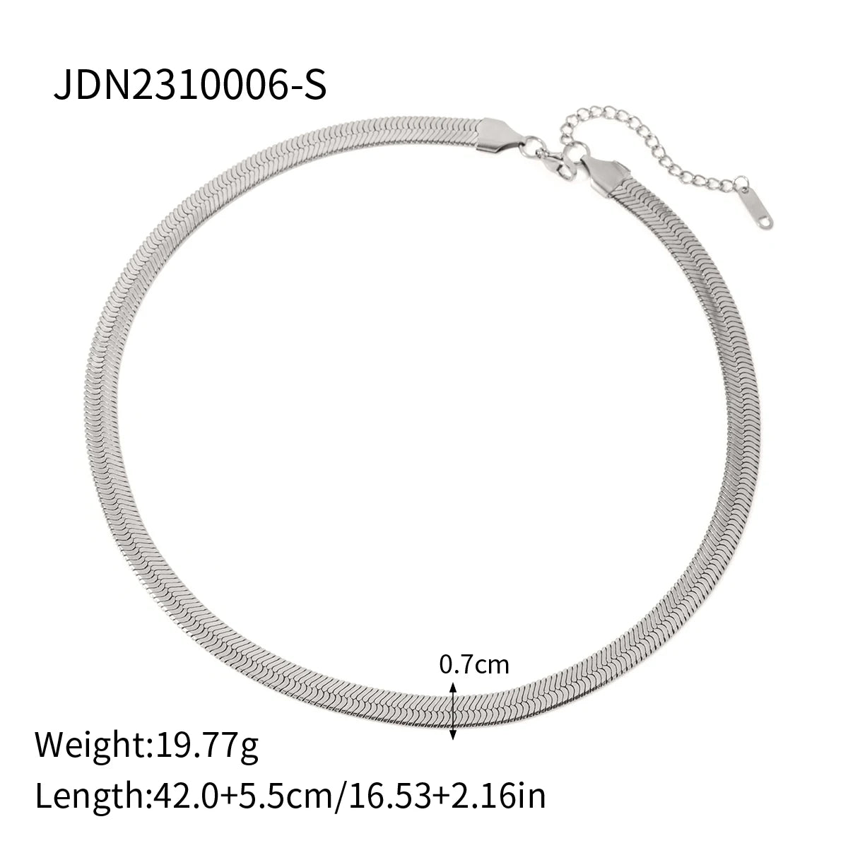 Kika Minimalist Stainless Steel Flat Snake Chain Necklace