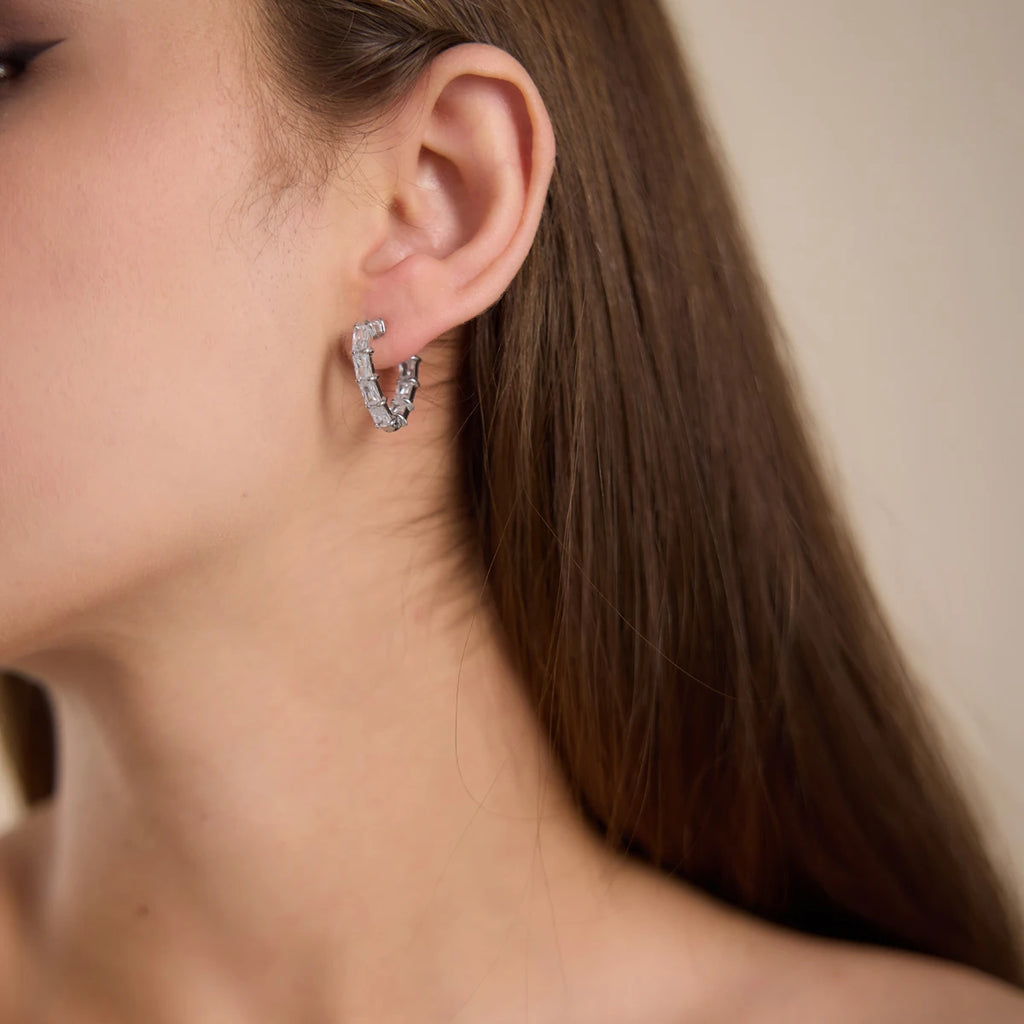 Kika Full Zircon Triangle Shape Clip Earrings For Women Minimalist 18K Gold PVD Plated Stainless Steel 316L
