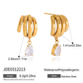 Kika Delicate White Teardrop Shaped Zircon Pendant With Multi-Layered Hollow Earrings