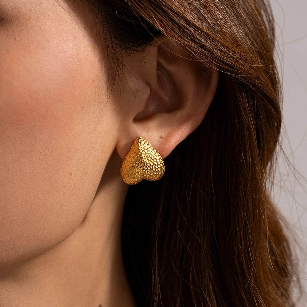 Stainless Steel Texture Ear Studs Irregular Earrings