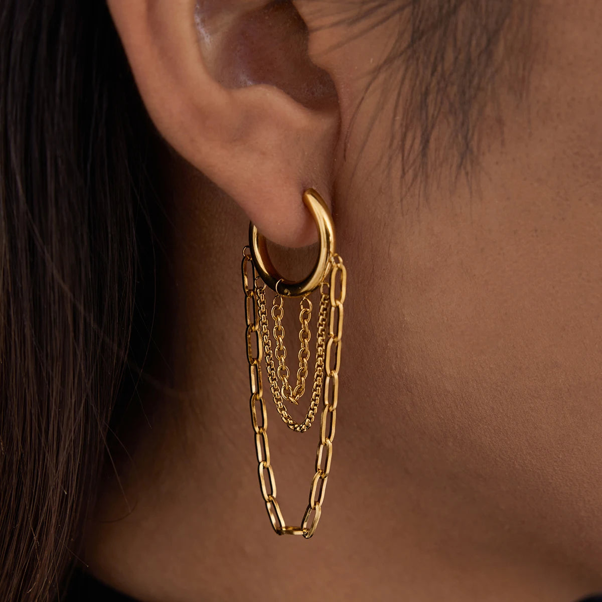 Kika Classic Trendy Chain Tassel Earrings Hypoallergenic