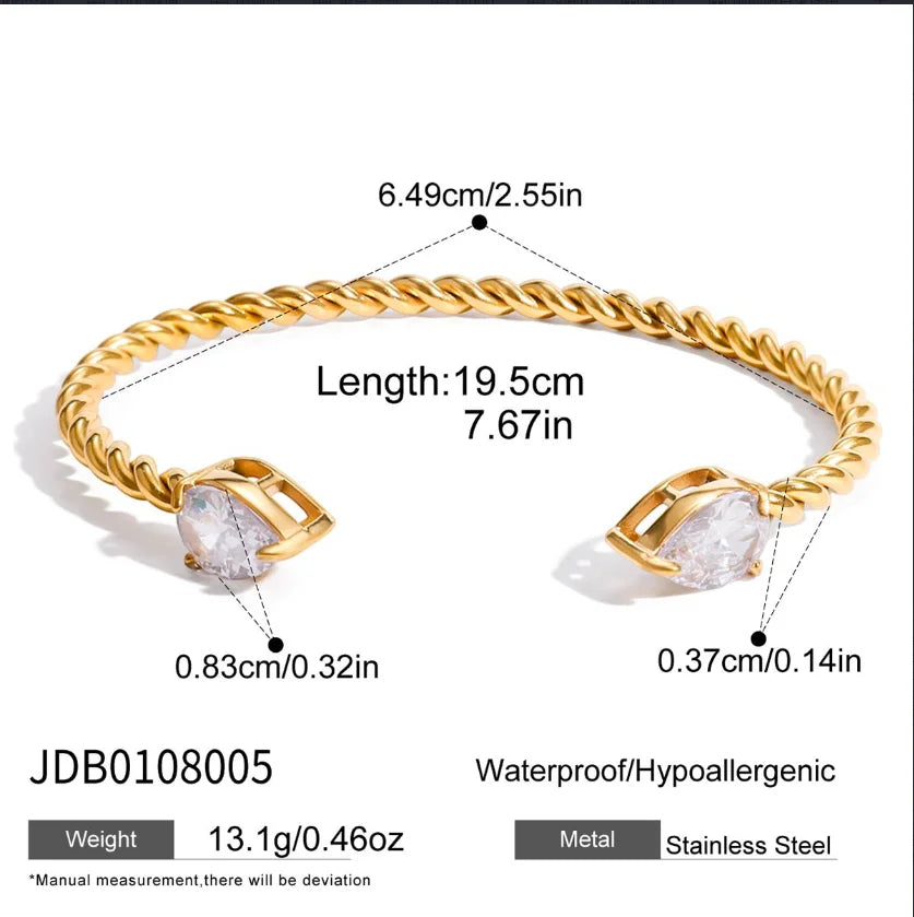 Kika Minimalist Round White Zircon Double Layer Hollow Bracelet