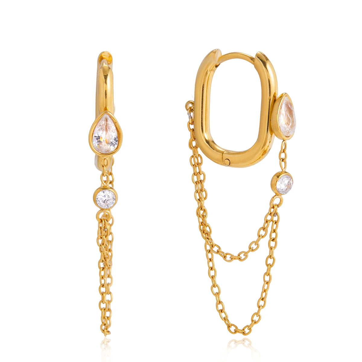 Zircon Earrings With Double Layer