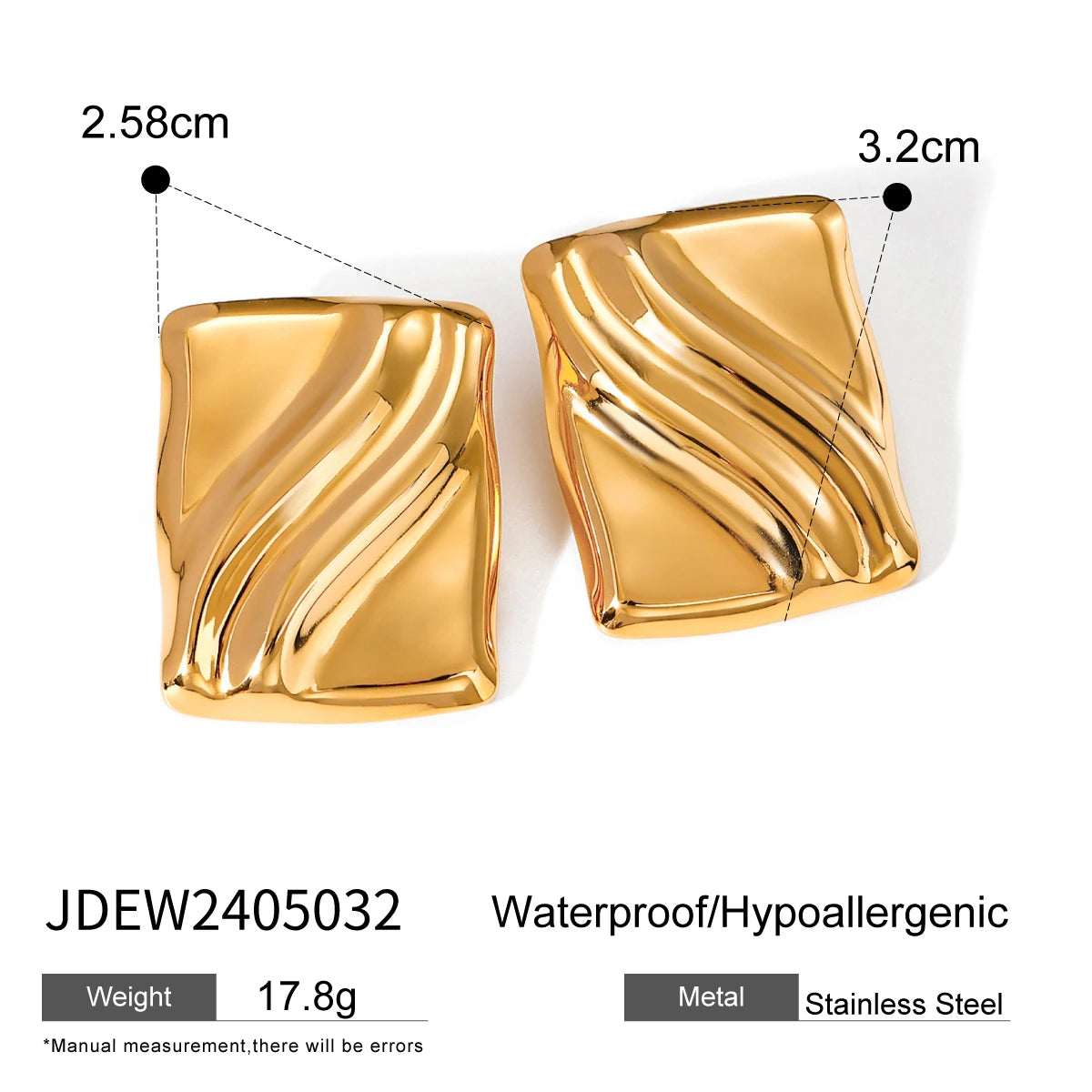 KIKA Vintage Flower Conch Square Wave Texture Earrings