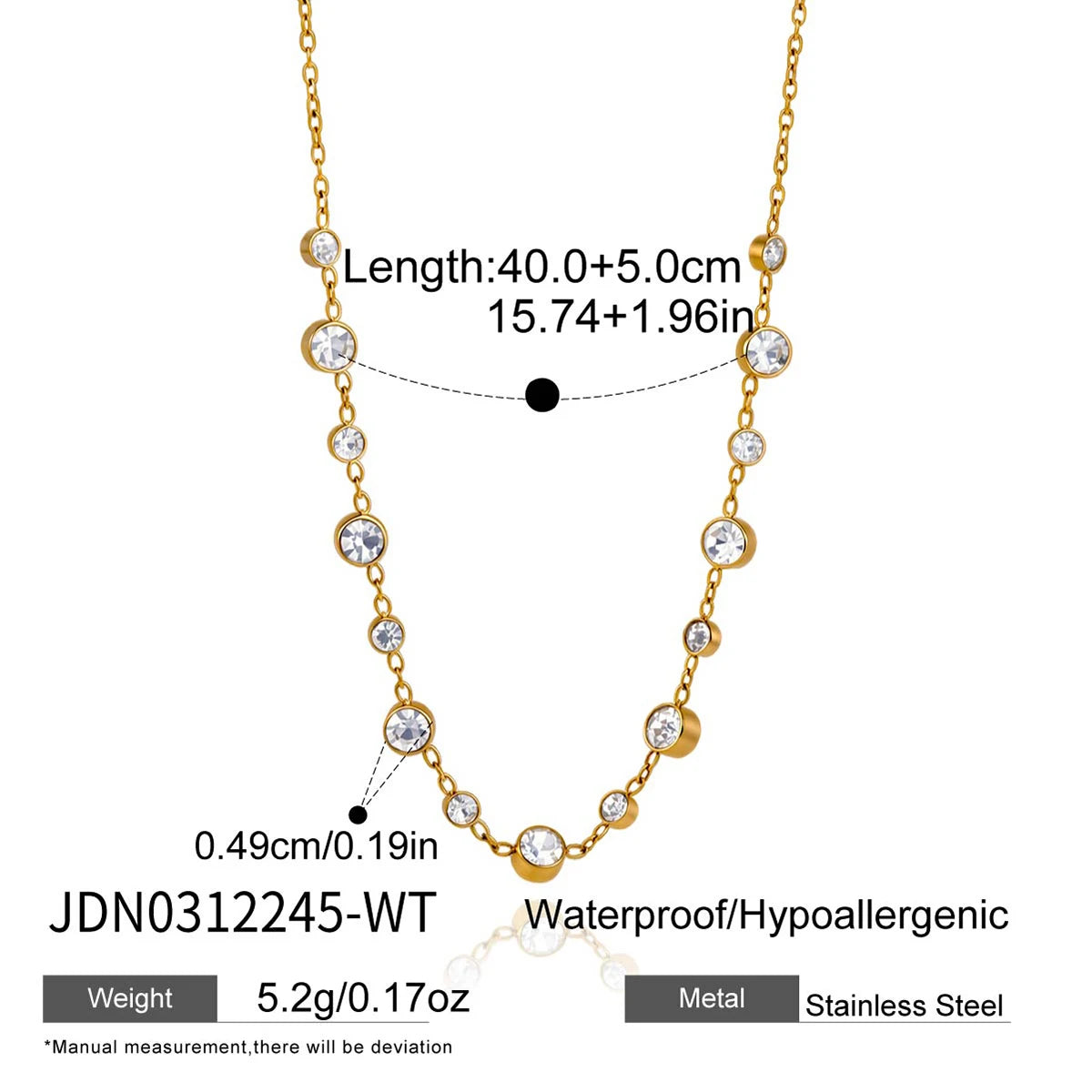 Kika Delicate Green And White Gradient Round Zircons O-Chain Necklace