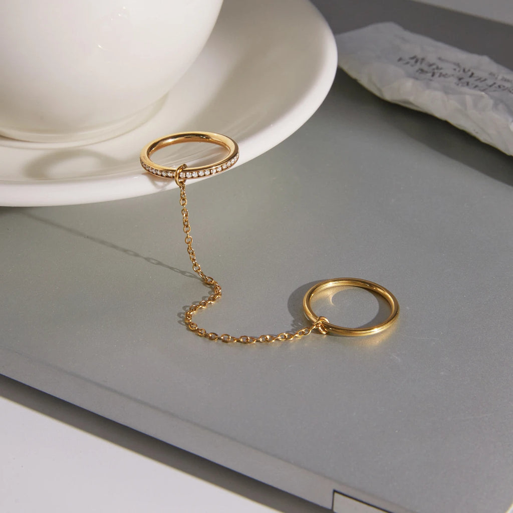 KIKA Delicate Zircon Stackable Rings PVD  Plated Stainless Steel 316L