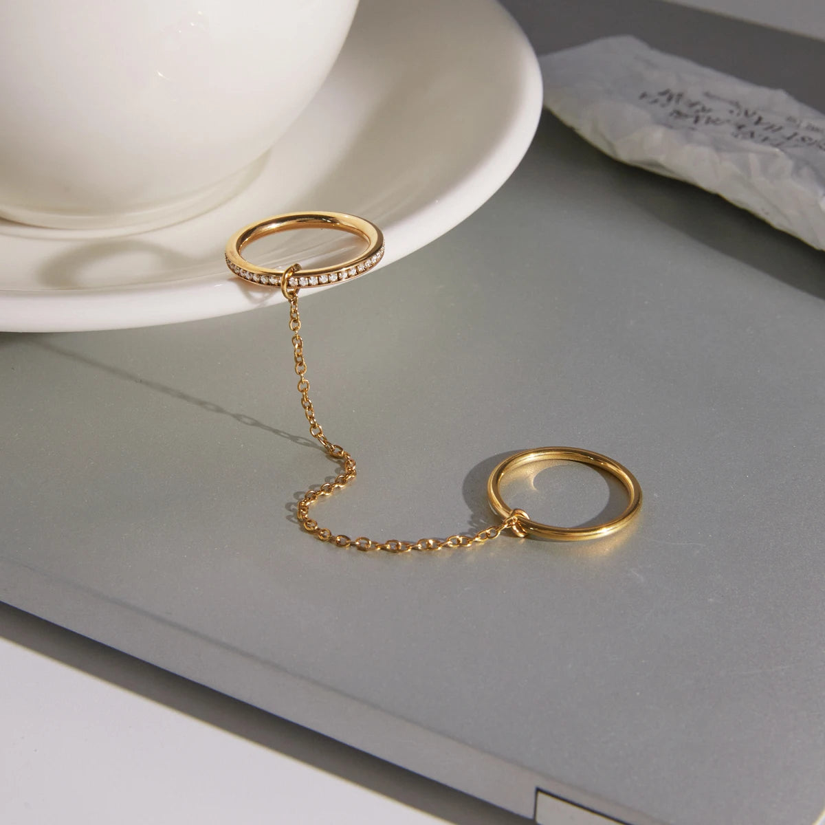 KIKA Delicate Zircon Stackable Rings PVD  Plated Stainless Steel 316L