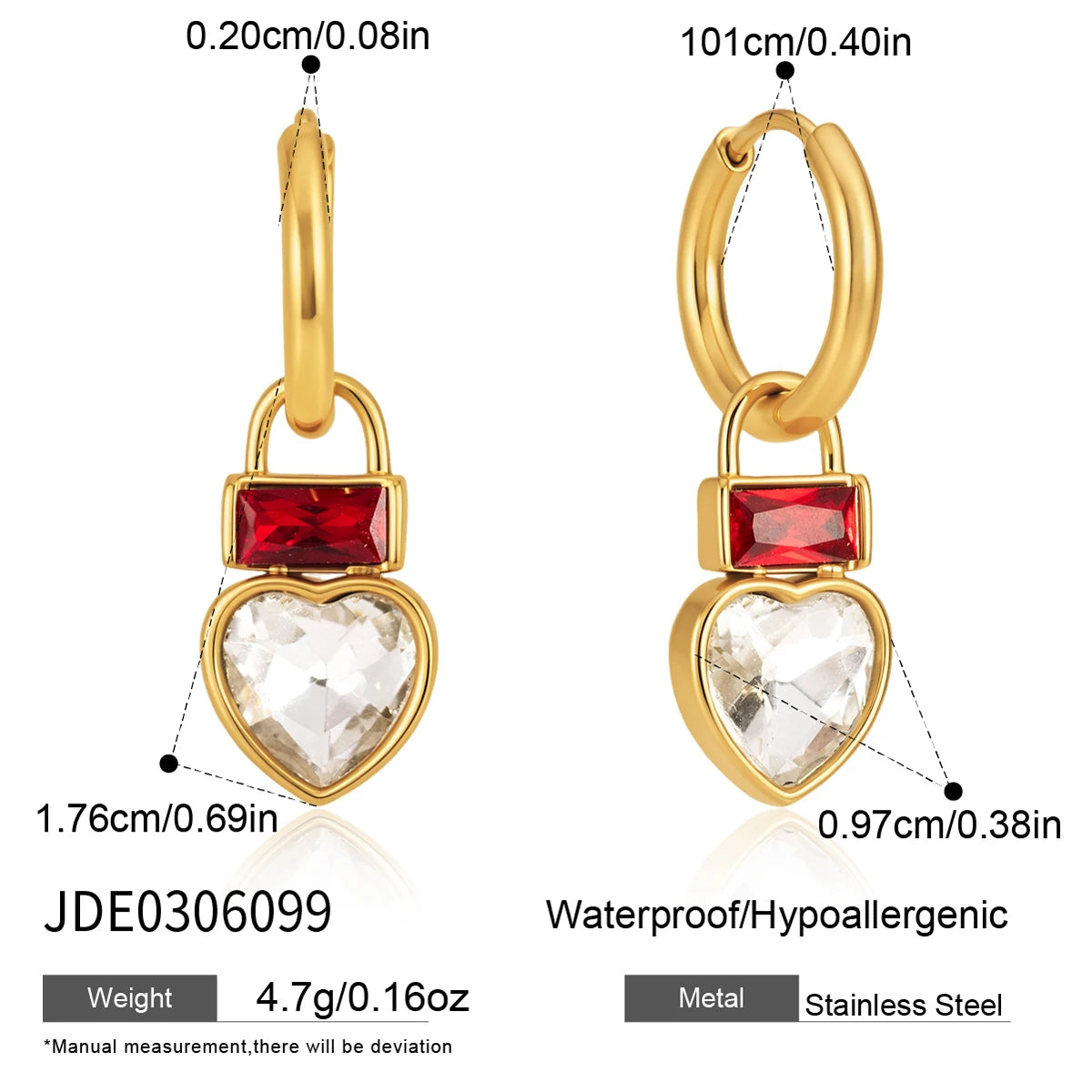 KIKA Round Glass Lock Shape Drop Earrings For Women Minimalist 18K Gold PVD Plated Stainless Steel 316L Earrings Fashion Jewelry